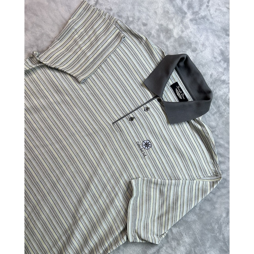 Straight Down Mens L Cabo Del‎ Sol Golf Course Logo Performance Polo Stretch
